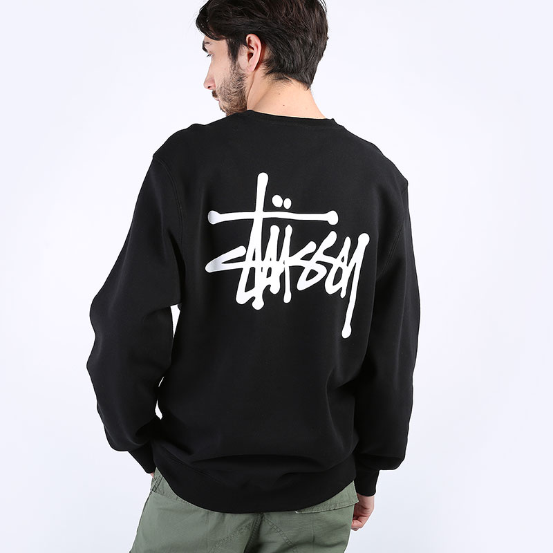 мужская черная толстовка Stussy Basic Crew 1914500-black - цена, описание, фото 4